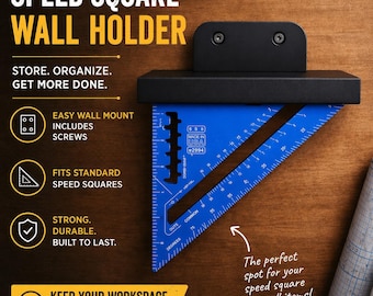 Square Holder Wall Mount | Speed Square Organizer | Tool Storage | Workshop Wall Rack | Carpenter Gift