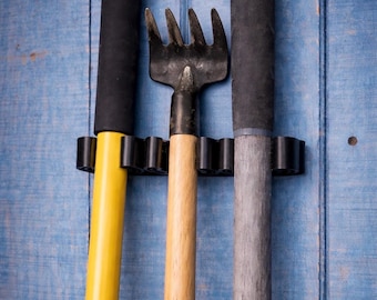 Garage Tool Holder | Shed Organizer for Shovels, Rakes, Brooms, Shop Vac Attachments