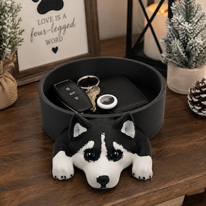 Siberian Husky Catchall Tray, Husky Dog Ring Dish, Dog Lover Gift, Pet Lover Desk Tray, Entryway Key Tray