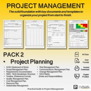 Project Planning Templates_Project Management Planning Pack_Schedule, Scope and Risk Planning_Project Manager Toolkit_Digital Download