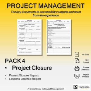 Project Closure Templates_Project Management Closure Pack_Lessons Learned & Project Closure_Project Manager Toolkit_Digital Download