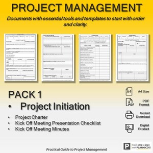 Project Initiation Templates_Project Charter and Kick Off Meetings_Project Management Toolkit_Project Initiation Documents_Digital Download