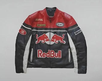 Handmade Redbull Racing Leather Motorcycle Jacket – Custom F1