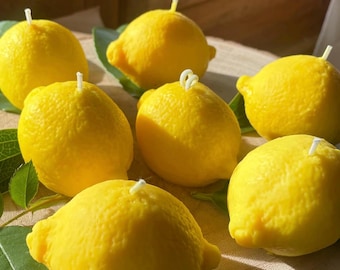 Vela de limón realista con aroma cítrico, decoración de cocina hecha a mano, un regalo acogedor.