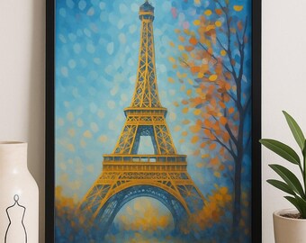 Eiffel Tower Paris Art Print – Impressionist Style (Digital Download)