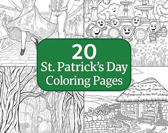 St. Patrick's Day Coloring Pages – 20 Printable Sheets for Kids (Instant Download)