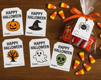Printable Halloween Treat Tags | DIY Party Favor Labels (Digital Download)