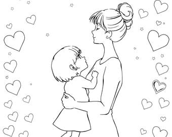 Mother's Day Coloring Pages – 20 Printable Art Designs (Instant Download)