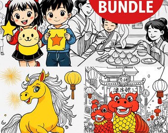 20 Lunar New Year Coloring Pages (Kids Activity Bundle)