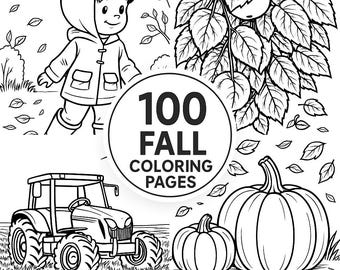 100 Fall/Autumn Coloring Pages – Fall Leaves, Pumpkins, Farm Scenes (Printable PDF)