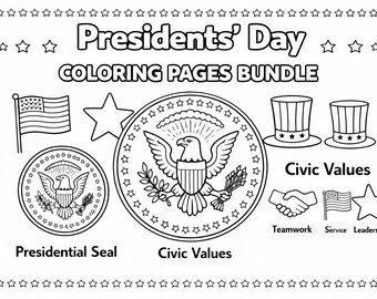 Presidents Day Coloring Pages | 15 U.S. Presidents & Symbols (PDF Download)