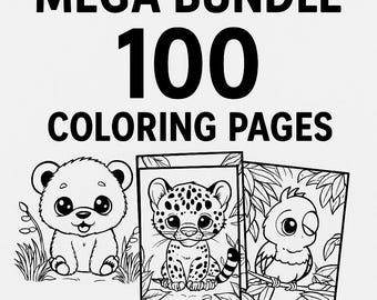 Baby Animal Coloring Pages – 100 Page Printable Art (Digital Download)