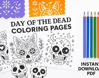 Day of the Dead Sugar Skull Coloring Pages | Calavera Art (PDF Download)