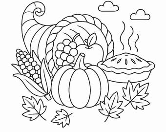 10 Thanksgiving Coloring Pages for Kids | Printable Fall Activity (Digital Download)