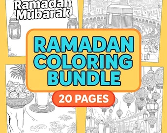 Ramadan Coloring Pages – 20-Page Printable Activity Bundle | Ramadan Mubarak, Islamic Kids Crafts | Instant Download
