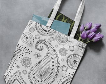 Paisley Print Canvas Tote Bag | Reusable Market Shopper