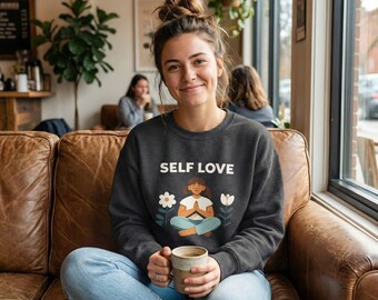 Self Love meditation illustration Sweatshirt | Mindfulness floral design