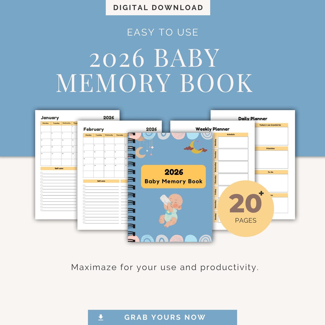 2026 Baby Memory Book | Digital Baby Keepsake Journal | Printable PDF ...