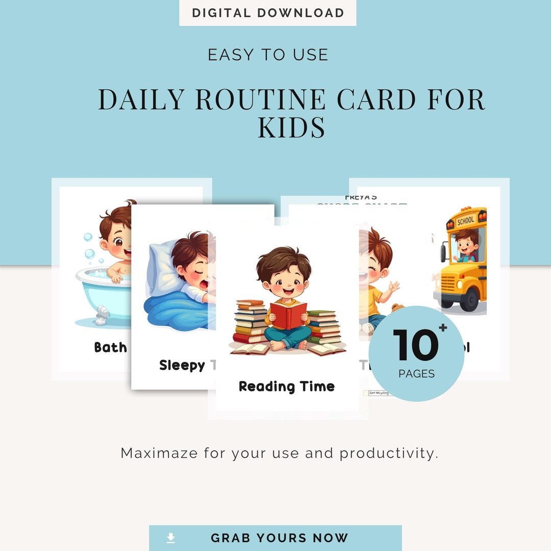 Kids Daily Routine Chart | Printable Morning and Evening Checklist ...