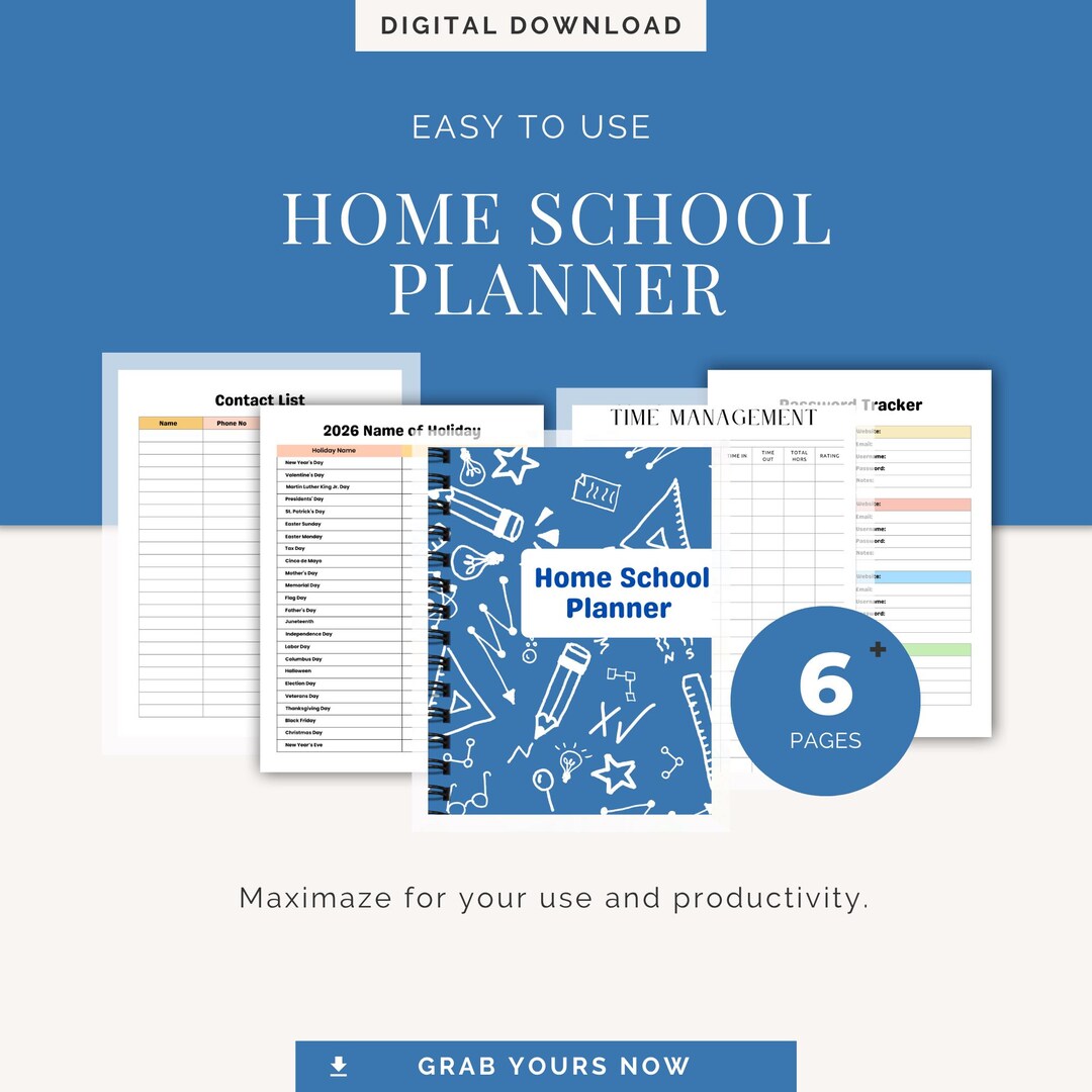 Printable Homeschool Planner | Undated Digital Download | Weekly ...