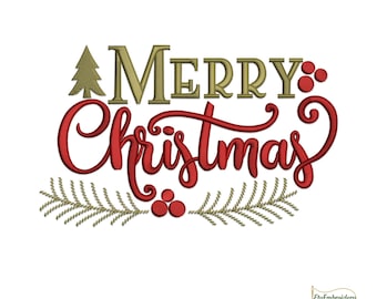 Merry Christmas Embroidery Design: Festive Holiday Script (Digital Download)