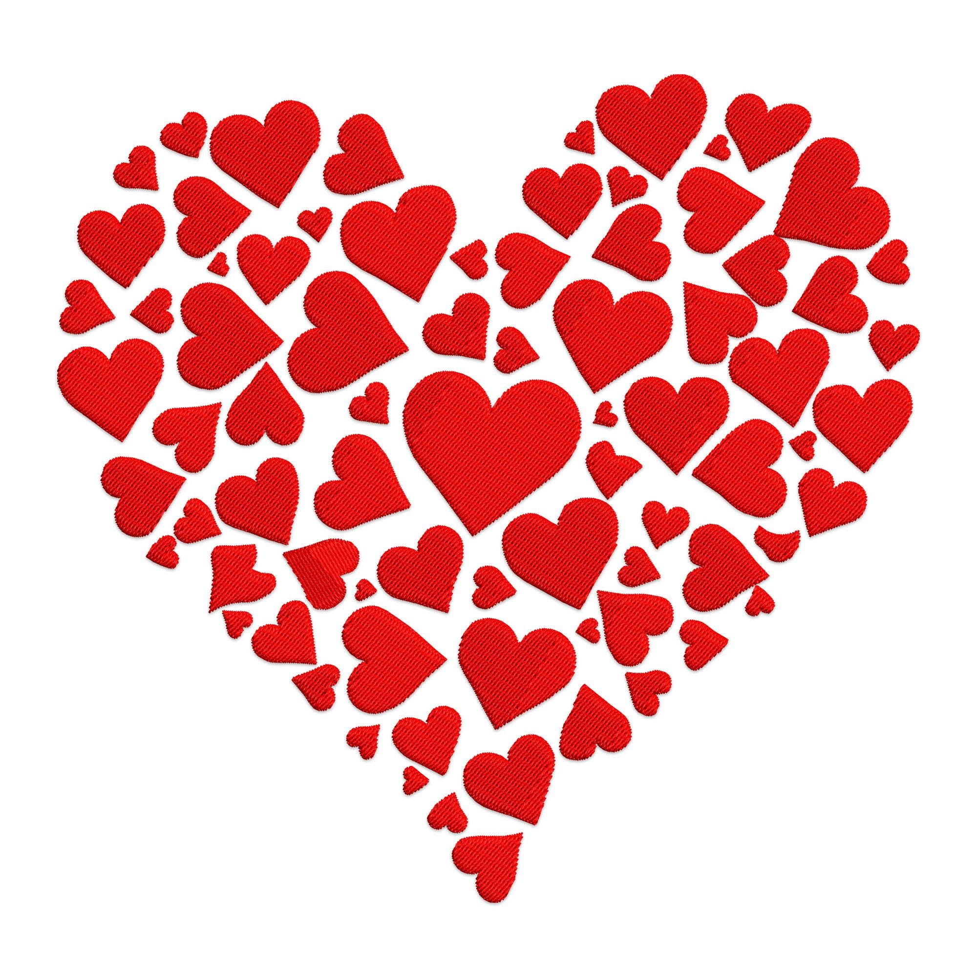 Heart Collage Embroidery Design – Romantic Machine Stitch Pattern for ...