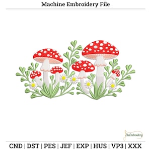 Broderie champignonnière – motif de broderie machine Woodland pour la maison et les vêtements inspirés de la nature.