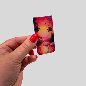 Sunset Holographic Magnetic Bookmark, Reading, Book, Chapters, Book Club, Flamingos, Beach, Summer, Mystey, Drama, Love to Read, Vacation