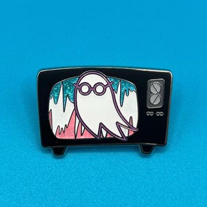 I Saw the TV Glow Pink Opaque Trans Pride Glitter Hard Enamel Pin