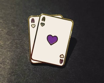 Ace of Hearts Enamel Lapel Pin with Asexual Demisexual Colors