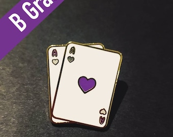 Ace of Hearts B-Grade/Seconds Enamel Lapel Pin with Asexual Demisexual Colors