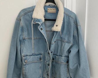 We the Free Free People Denim Sherpa Coat - Size Small