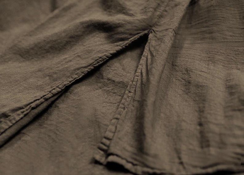 Gonna vintage ampia in morbido cotone lavato a strati, vita elasticizzata, spacco laterale immagine 8