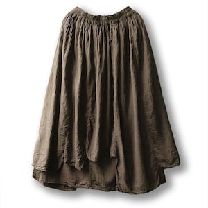 Gonna vintage ampia in morbido cotone lavato a strati, vita elasticizzata, spacco laterale immagine 7