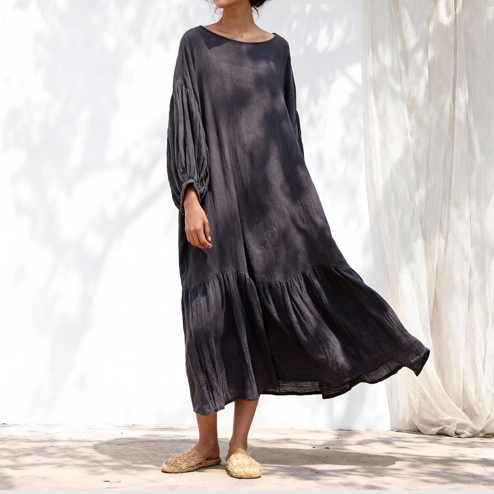 chinese dress ladies Maxi Linen Dress 'Dahlia'