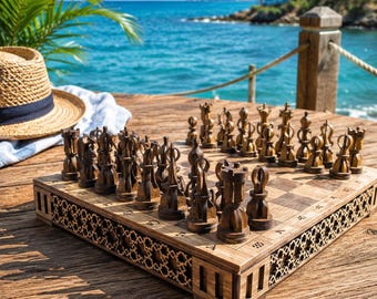 Travel Chess Set and Board Files | Laser-Cut Plywood Box (SVG, DXF)