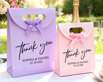 Personalized Wedding Gift Bags, Wedding Favor Bags, Wedding Welcome Bags, Bridal Party Gift Bag, Thank You Gift Bags, Bow Tie Gift Bag