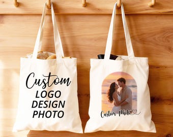 Benutzerdefinierte Massentragetaschen mit Logo oder Text / Canvas-Einkaufstasche / wiederverwendbare Baumwoll-Canvas-Werbetaschen für Geschäftsveranstaltungen, Hochzeiten, Werbegeschenk