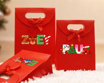 Personalized Christmas Gift Bags with Name/Luxury Gift Bag with Bow/Christmas Gift Bag/Xmas Gift Bags for Kids/Paper Gift Bags/Xmas Decor