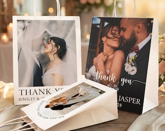 Custom Photo Wedding Gift Bags/Personalized Engagement Gift Bags/Valentines Favor Bags/Thank You Gift Bags/Wedding Decoration/Gift for Her
