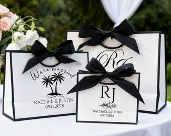 Personalized Wedding Gift Bags, Ribbon Tie Rope Gift Bags, Party Favor Bag, Thank You Gift Bags, Wedding Welcome Bags, Luxury Gift Paper Bag