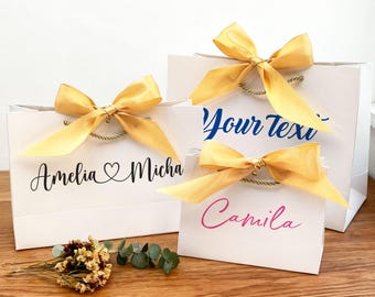 Personalized Name Gift Bags/Bridesmaid Gift Bags/Ribbon Tie Rope Gift Bags/Thank You Gift Bags/Birthday Gift Bags/Luxury Gift Bag with Text