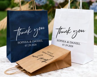 Custom wedding gift bags, thank you gift bags, custom kraft paper bags, wedding party gift bag, wedding favor bags, personalized gift bags