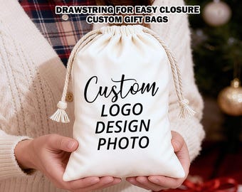 Personalized Party Favor Bags, Holiday Gift Bag, Custom Photo Goodie Bag, Drawstring Gift Bag for Birthdays, Custom Jewelry Packaging Pouch