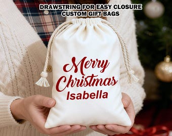 Custom Favor Bags with Your Text/Personalized Drawstring Bag for Bridesmaids, Weddings, Birthdays/Christmas Gift Bags/Holiday Santa Sack Bag