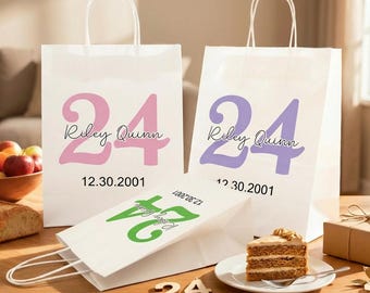 Birthday Gift Paper Bag/Custom Occasion Paper Bag/Graduation Gift Paper Bag/Celebration Goodie Bags/Custom Typography Gift Bags/Festive Gift