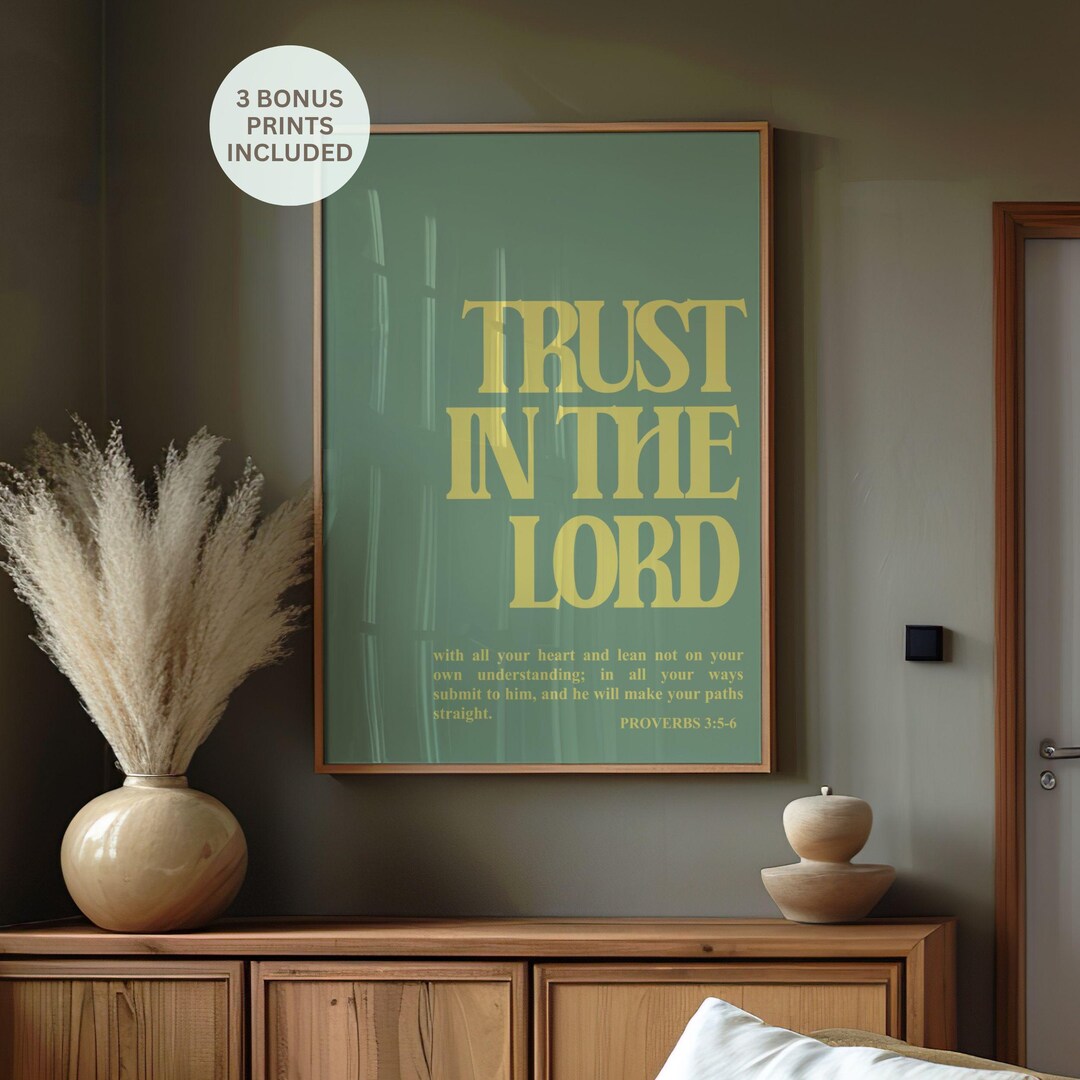 Trust in the Lord Proverbs 3 Bible Verse Wall Art Trendy Faith Based ...