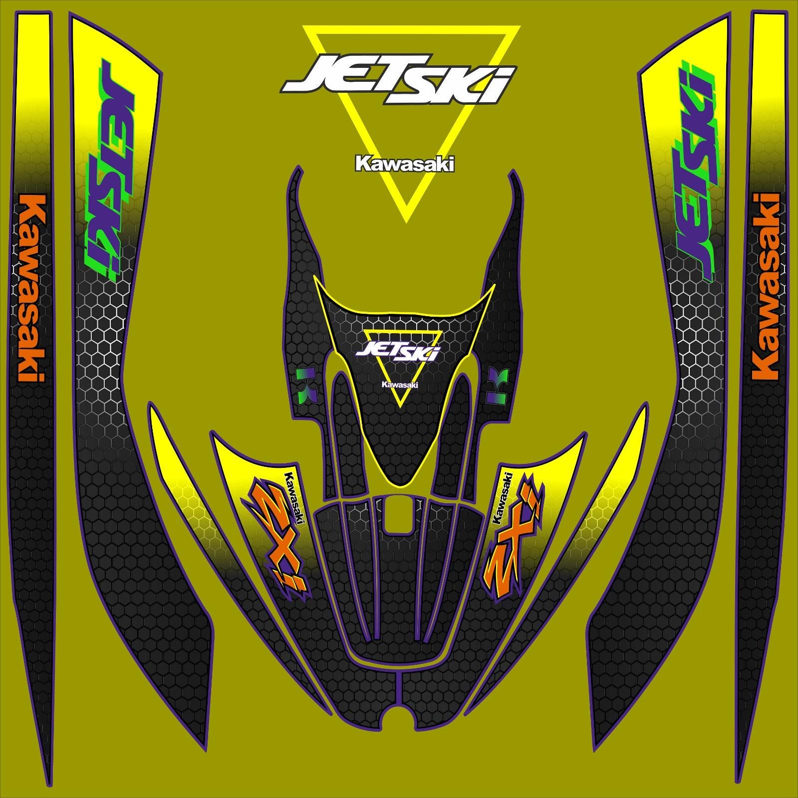 KAWASAKI 1100 / 900/ 750 Zxi JETSKI GRAPHIC Set / Kit Decal