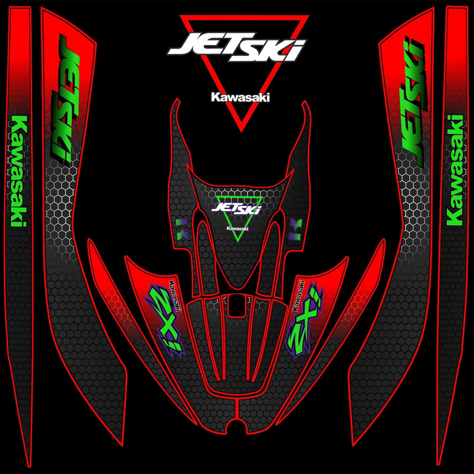 KAWASAKI 1100 / 900/ 750 Zxi JETSKI GRAPHIC Set / Kit Decal