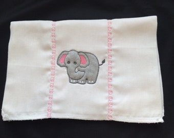 Girls Elephant Burp Cloth, Girl Baby Shower gift, Fleece Elephant, Baby Girl Burp Cloth, Elephant Fleece Burp Cloth, Elephant Diaper